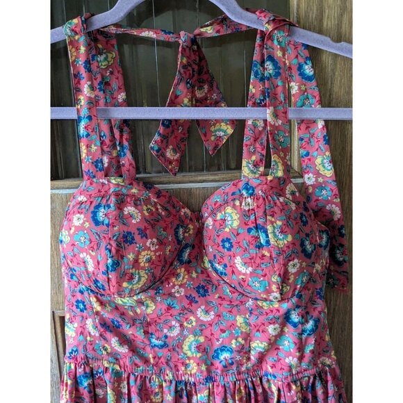 NWT BOG Collective Sundress Floral Bustier Halter Ruffle Hem Mini  Boho Sz Small - Picture 7 of 12